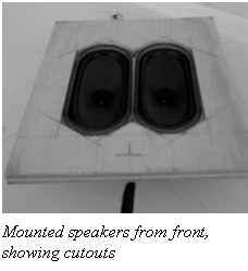 Text Box:  Mounted speakers from front, showing cutouts