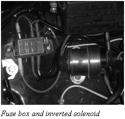 Text Box:  Fuse box and inverted solenoid