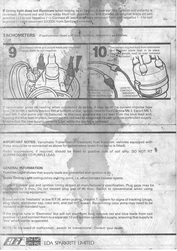 fitting instructions for sparkrite sx2000 electronic ignition system
